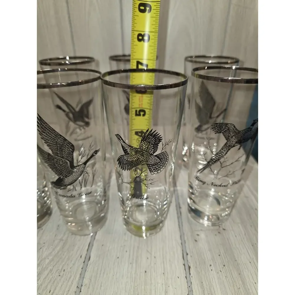 Vtg Federal Highball Glasses Canada Goose Game Birds Sportsman Barware Man Cave